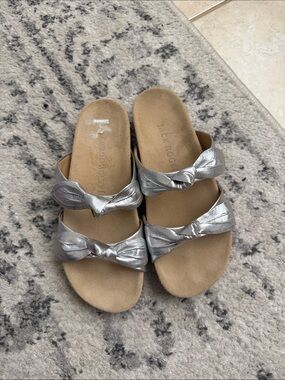 Jack Rogers Silver Knot-Detail Slide Sandals for Women